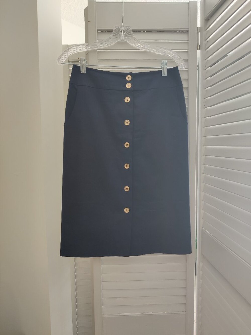 Talbots Navy Blue Button Skirt Size 2